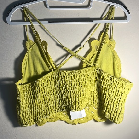 Lace Crochet Spaghetti Strap Bralette - Lime Green/Yellow - Picture 3 of 4